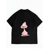 Women Casual T Shirt Black Pink Angry Duck Print Summer Loose Fit Top Everyday Wear