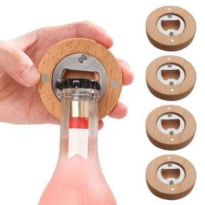 10 Stück Bambus-Flaschenöffner-Magnete, 6,1 x 6,1 cm, Kühlschrankmagnet, Bar-Dekoration, Bieröffner, multifunktionales Küchenwerkzeug, Kühlschrankaufkleber