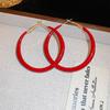 Silver needle dripping oil Ankola red pigment ring earrings niche exaggerated stud earrings high-end light luxury earrings
