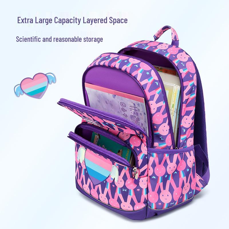 Mok Lightweight Double Shoulder School Backpack & Pencil Case Set for Girls, Grades 1-6