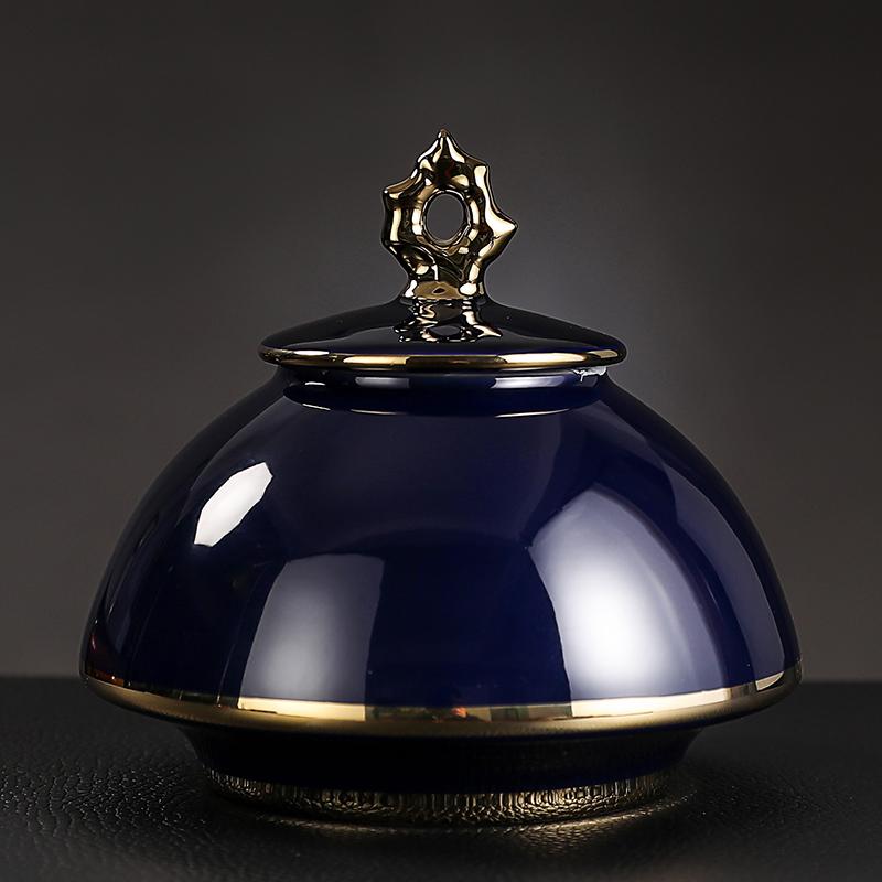 Plating Ceramic Jar with Lid Porcelain Sealed Coffee Tea Jar Porcelain Painted Gold Storage Jar Bottle Container Home Decoration