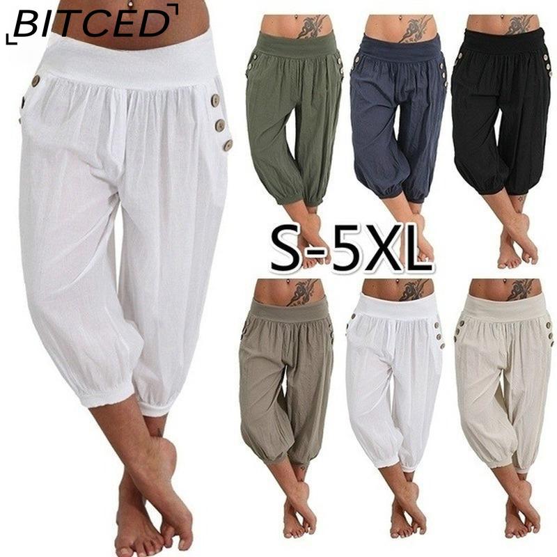 BITCED Summer Women Cool Trousers Casual Loose Wide Leg Plus Size Pants Comfortable Leisure Pants