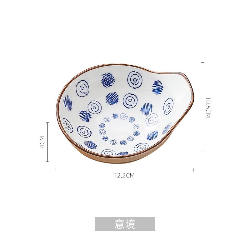 Japanese Ceramic Dish Seasoning Bowls, Heat-resistant Underglaze Colored Cute Bowl Dish, Creative Kitchen Utensils Dipping Dish