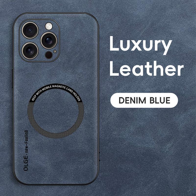 Capa de Celular Magnética de Couro Para iPhone 17 16 15 14 13 12 11 Pro Max Air Plus 16E Para Capa de Carregamento Magsafe Para iPhone 17 Pro Max