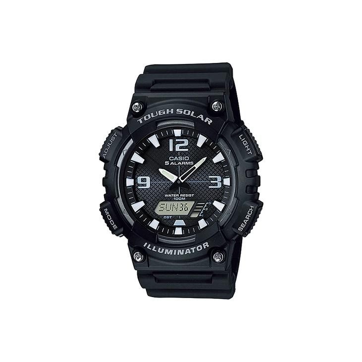 

Casio Youth Series Round Dual Display Tough Solar Sports Waterproof Date Display Quartz Movement Resin Strap Men Watches Black AQ-S810W-1 1B