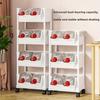 1pc White Mobile Storage Cart - Versatile Utility Organizer Rack with Wheels, Adjustable Shelving Unit, Space-Saving Solution for Living Room, Bedroom