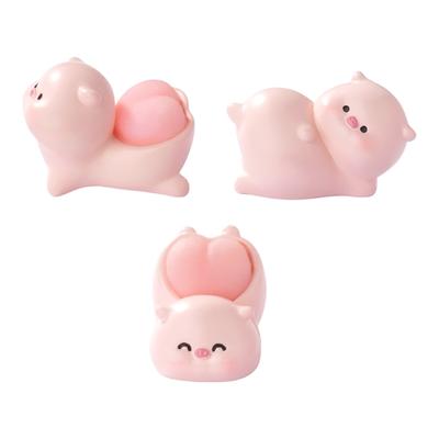 Adorably Mini Pig Figurine Soft Bouncing Butt Design Resin Desktop Decoration For Cute Home Decors Mini Landscape