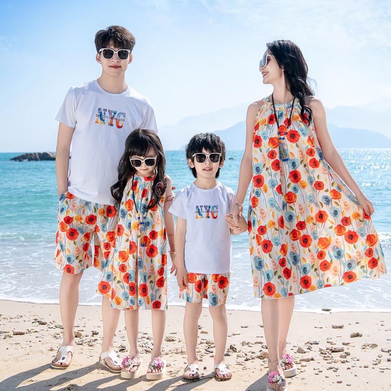 

Корейская пляжная одежда для отпуска: Летние платья для мамы и дочки 2025 Boy 90