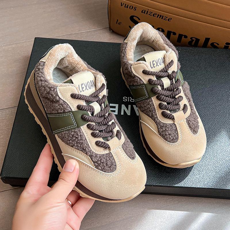 Women's shoes thick-soled non-slip and wear-resistant sports and leisure shoes soft-soled heightened velvet thickened warm shoes