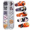 12 Grids Cute Spooky Ghost Pumpkin Nail Art Decorations Spider Bat Halloween Gothic Design Nail Art Jewelry Manicure Accessories