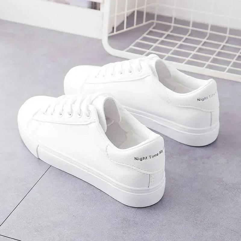 

Fashion Fashion Women s Vulcanize Shoes 2025 New in Casual Classic Solid Color PU Leather Shoes Woman Casual White Shoes Sneakers 40