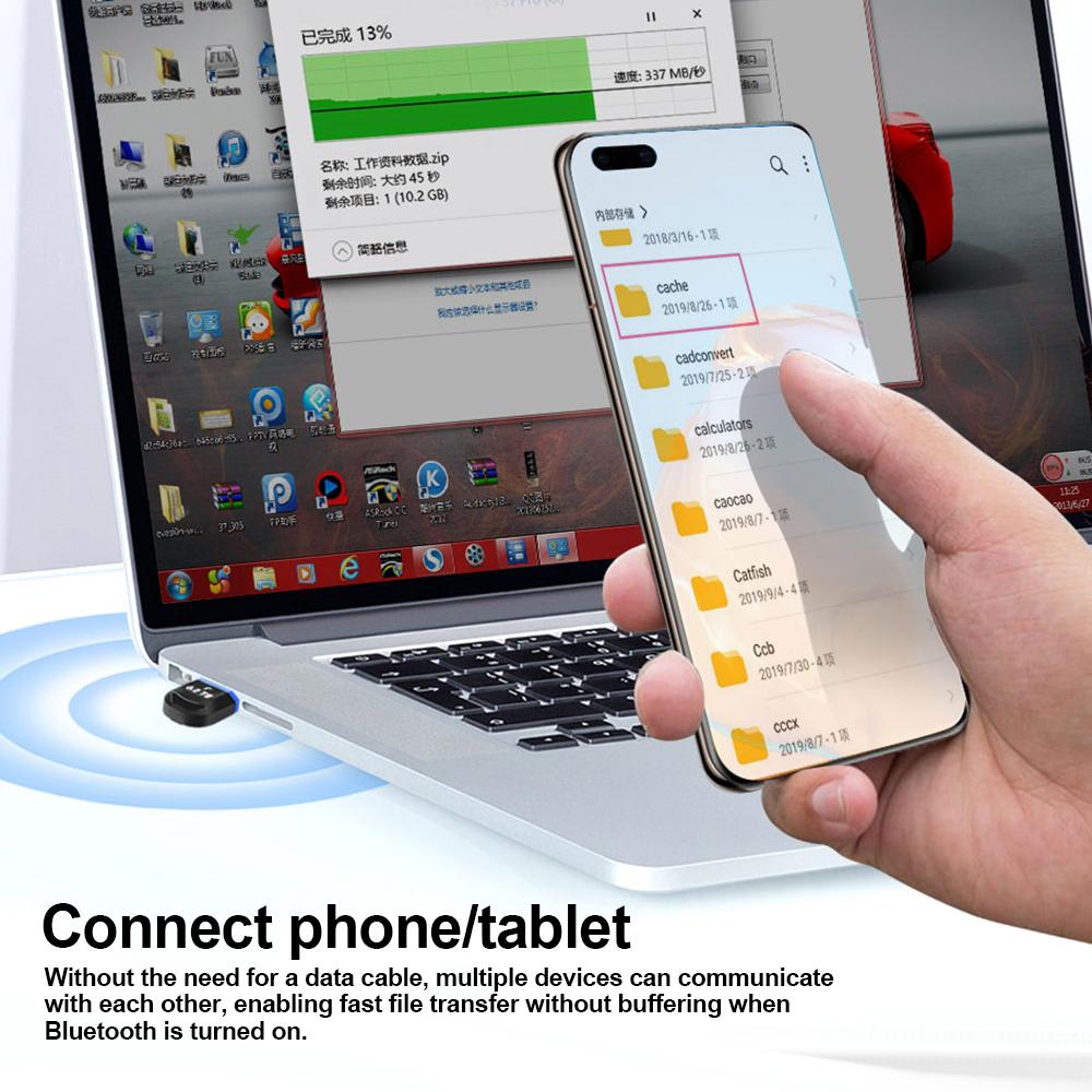 Adapter Bluetooth 6.0 Bezprzewodowy Nadajnik Odbiornik Audio Dongle USB do Samochodu Słuchawek Głośnika Bez Sterowników Dla Windows 8.1/10/11