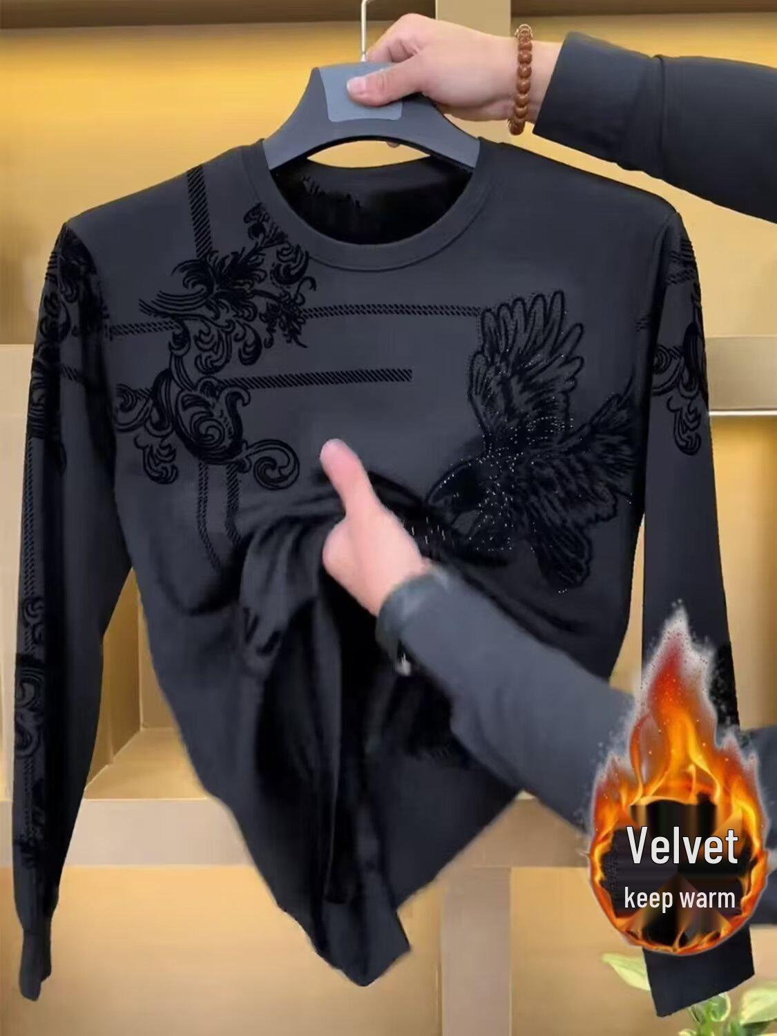 Men s Seamless Self-Heating Sweatshirt - Fall/Winter Warm, Thickened Velvet Base Layer 2XL