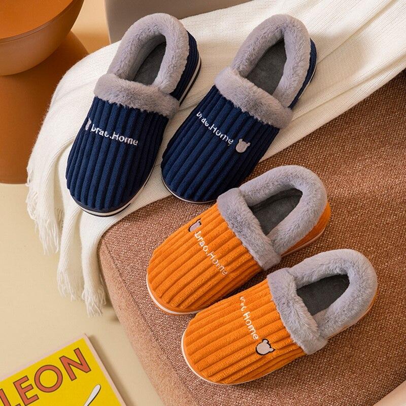 Women Men Couples Home Slippers New Fashion Warm Winter Furry Soft Short Plush Slipper Non Slip Bedroom Slides Indoor Shoes