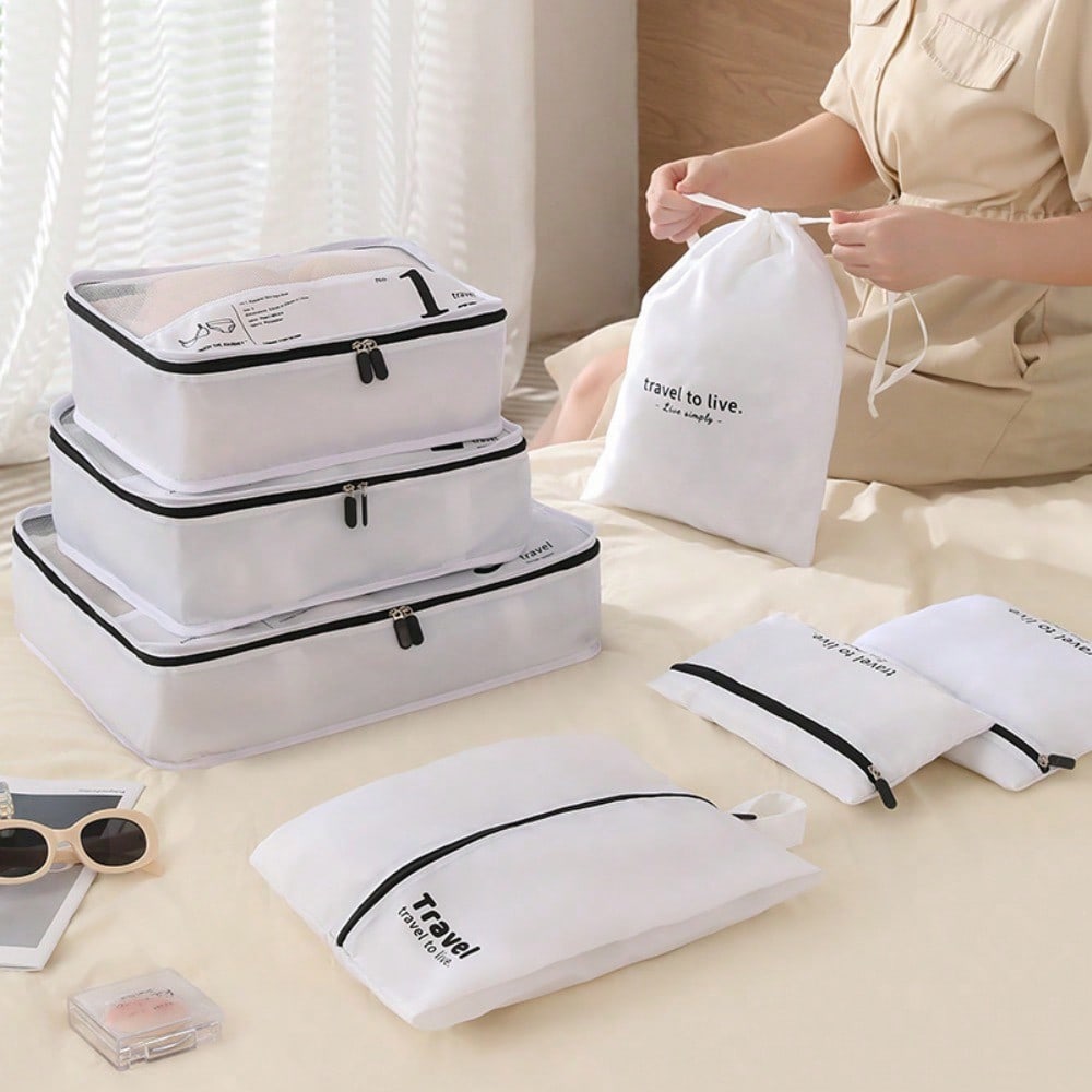 Travel storage bag seven-piece set digital toiletries cosmetics storage bag clothes shoes dust luggage travel bag