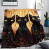 Retro Mysterious Kitten Print Flannel Blanket,High quality Comfortable for All Seasons,Home Decor,Warmth and Comfort,Perfect for Christmas Gifts