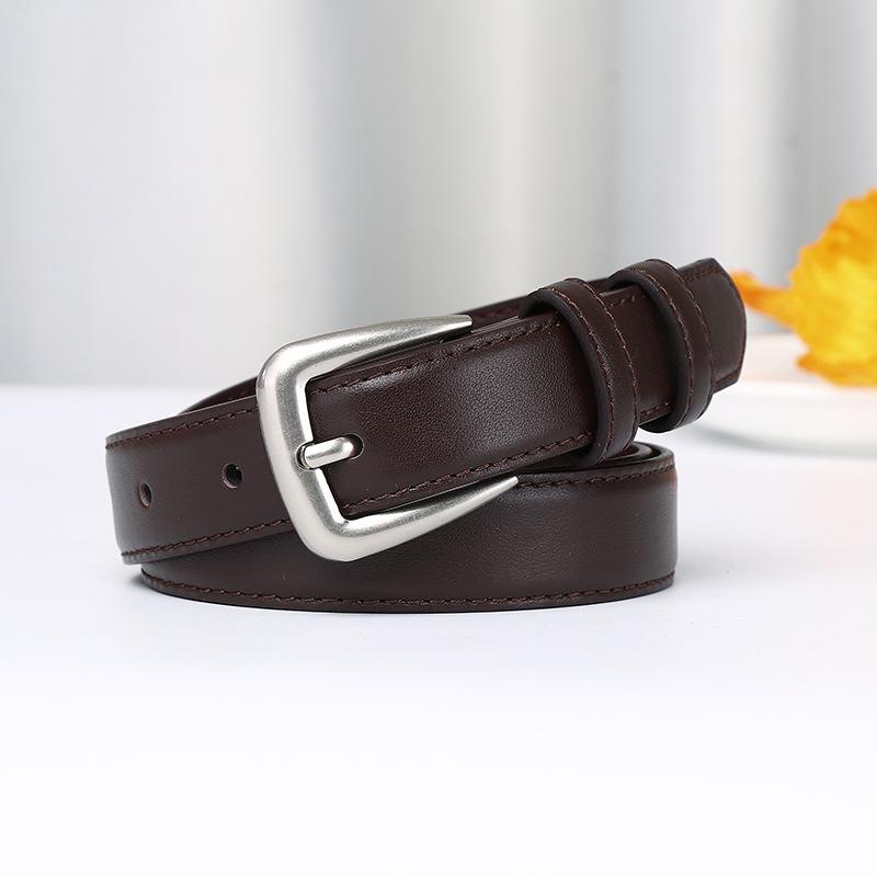 Stylish And Simple Leather Belt Women'S Pin Buckle New Versatile Light Luxury Casual Trousers Pure Cowhide Belt Women'S Models