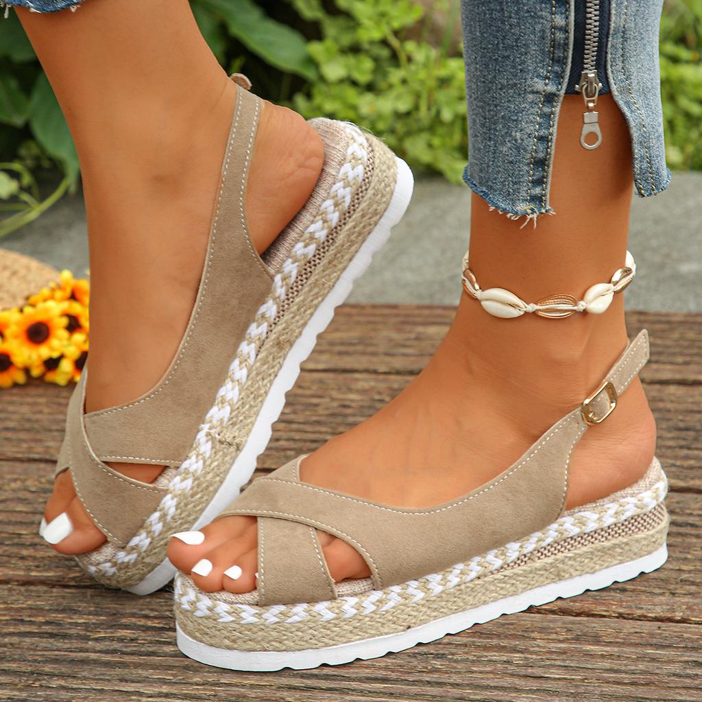 Fashion Women's Peep Toe Wedge Sandals Summer Lightweight Casual Platform Sandals Woman Non Slip Espadrilles Gladiator Shoes Plus Size