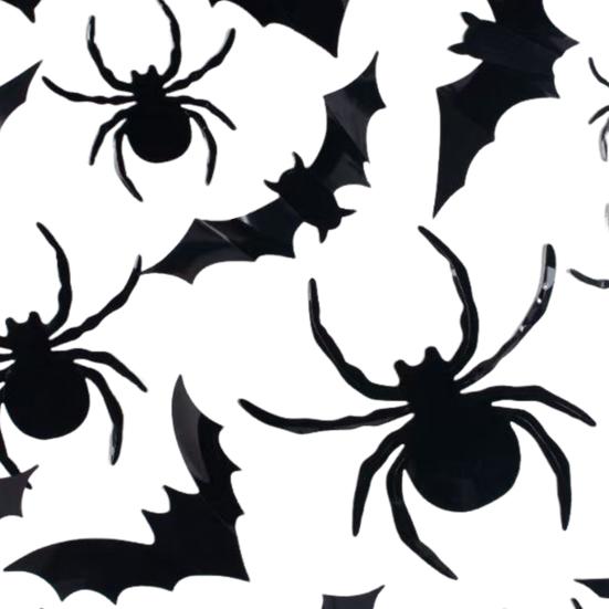 24 Pcs Halloween 3D Bat And Spider Stickers Spooky Black Spider Bat Wall Decals Removable PVC Cings for Home Office Wall Window Decor