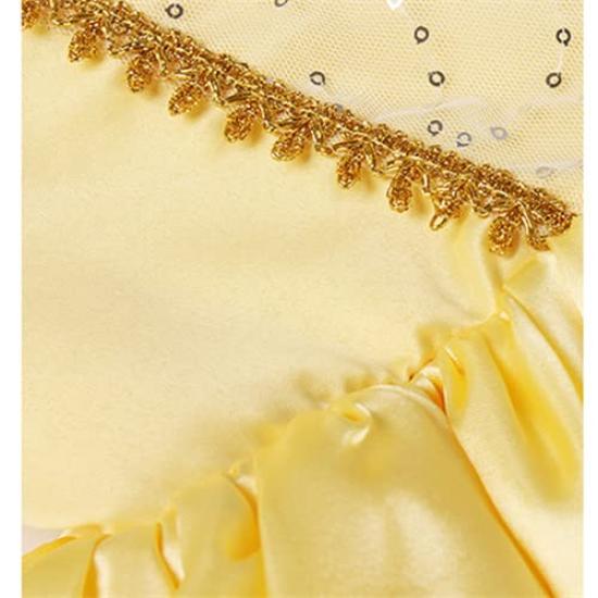 [CQDY] Belle Dress, Children's Princess Dress (Beauty and the Beast-inspired Dress + Tiara) 7-Piece Set, Kids' Costume, Formal Dress, Princess Dress,