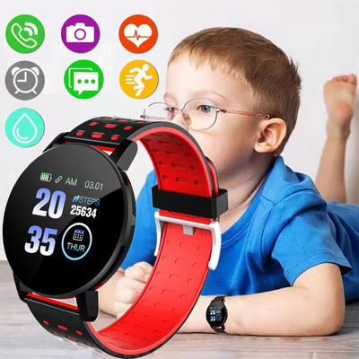 Montre connectée numérique étanche Bluetooth 4.0 LED de 1,44 pouce pour enfants, moniteur de fréquence cardiaque, moniteur d'activité physique, montre pour garçons et filles