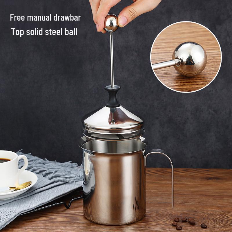 Dual-Layer Stainless Steel Milk Frothing Pitcher - Latte & Coffee Cup Frother
