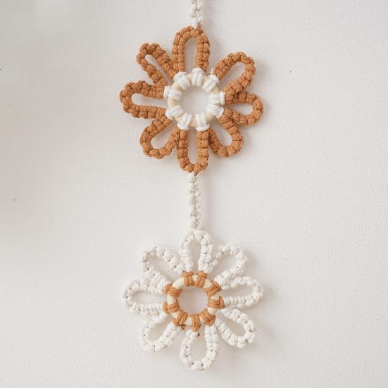 Nordic Handmade Sunflower Tassel Wall Hanging Bohemian Cotton Rope Decoration for
