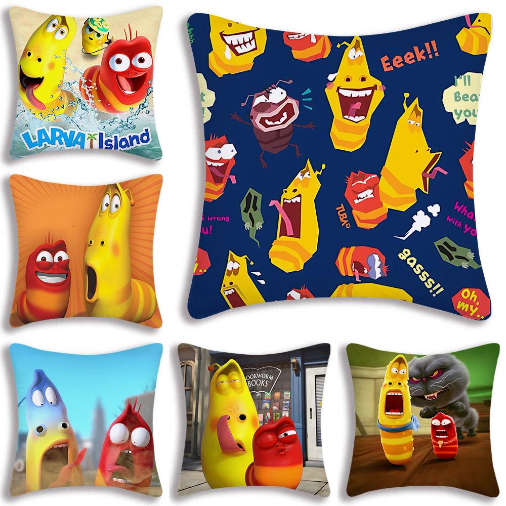 Funny Anime For Larvas Pillow Covers Cartoon Sofa Decorative Home Double-sided Printing Short Plush Cute Cushion Cover
