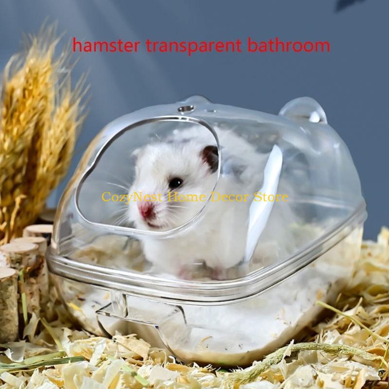 92MF Hamster Bathroom Cage Toy Accessories Clear Plastics Bath Box Relax Habitat House for Small Animals Syrian Hamsters