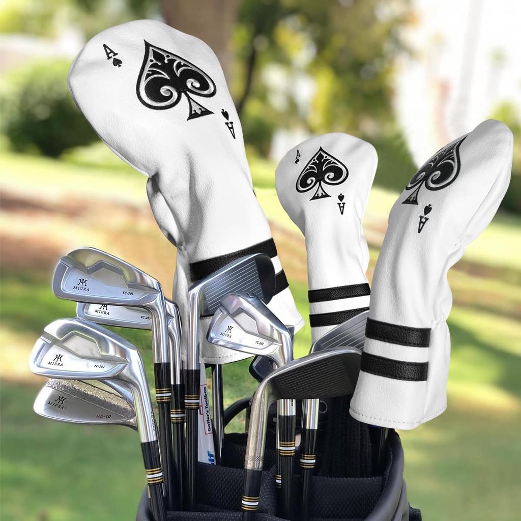 Set mit 3 Golfschlägerhauben 1 UT Beliebtes Pik Driver Fairwayholz Utility Nummeriert Premium-Leder (Inklusive Cover) - A-Stil Hülle, Hülle,