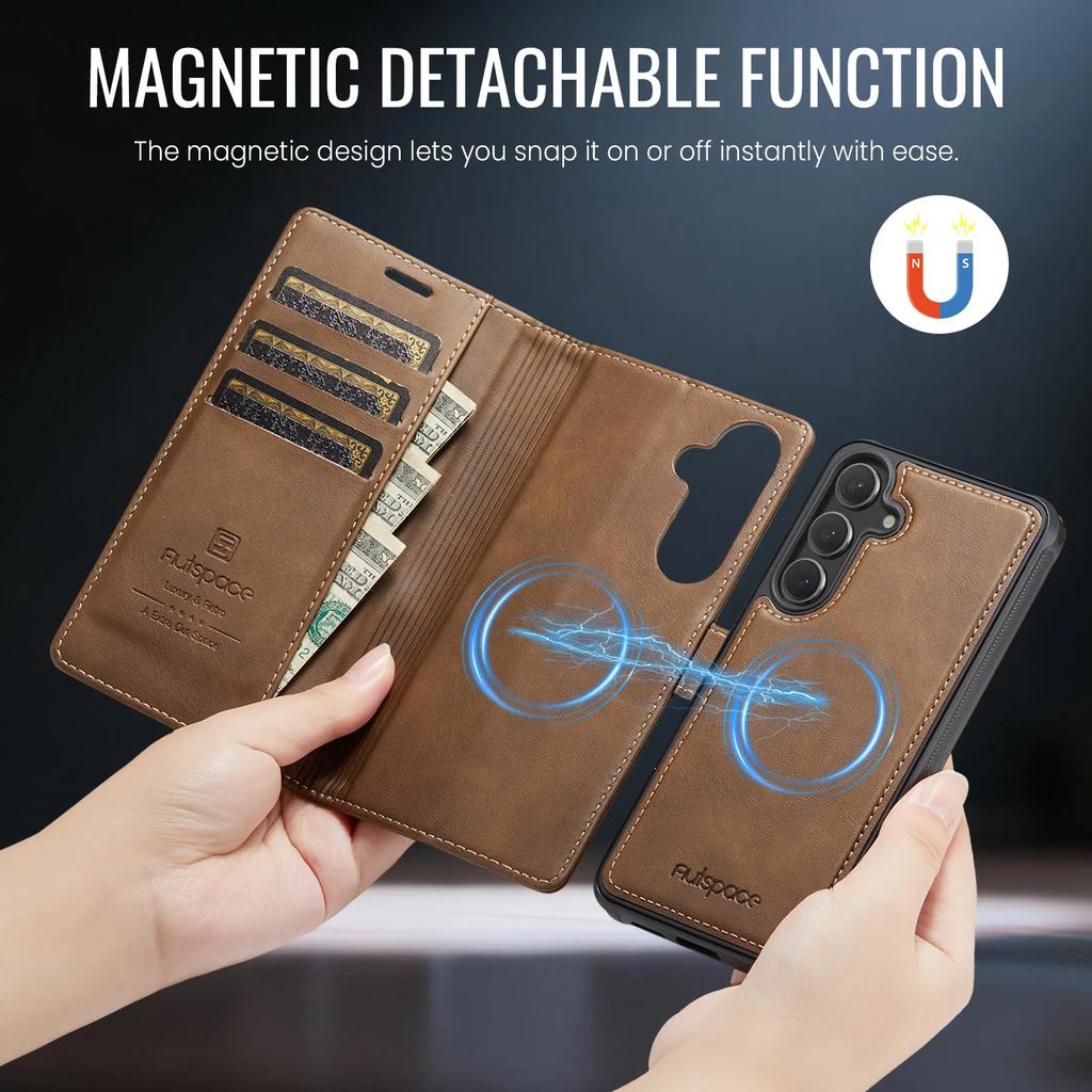2 In 1 Detachable Magnetic Cards Solt Leather Case For Samsung S25 S26 Ultra S24 Plus FE Edge Wallet Card Pocket Cover