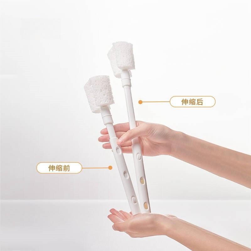 Long Wood Handle Pulp Sponge Brush For Cleaning Cups And Baby Bottles At Home