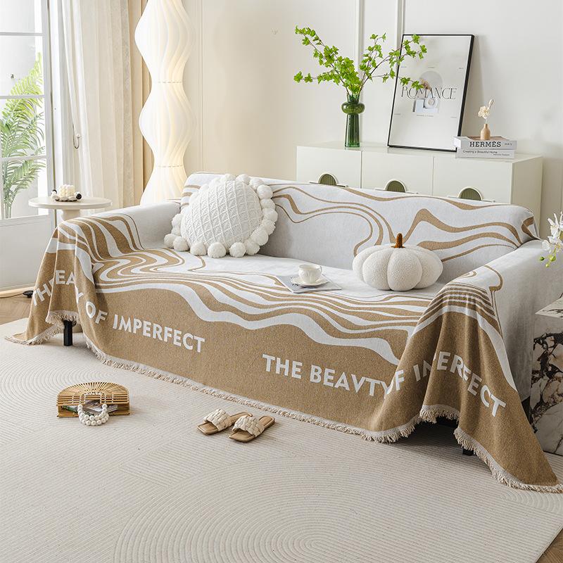 

Европейский диван-полотенце с кисточками, подушка в свежем стиле, всесезонный универсальный чехол, нескользящий пылезащитный чехол, двусторонний, можно стирать в машине 180x130cm