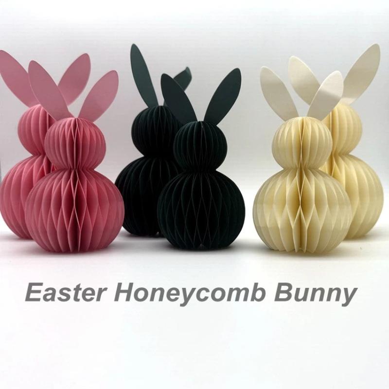 Paper Honeycomb Bunnies Easter Bunny 3D Ornament Easter Day Party Decorations Cute Rabbit For Wedding Birthday