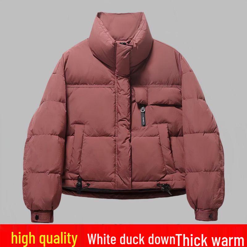 

2025 Women s Autumn/Winter Korean Style Short Puffer Jacket with Hood, Thickened White Duck Down, Loose Fit. Default Option