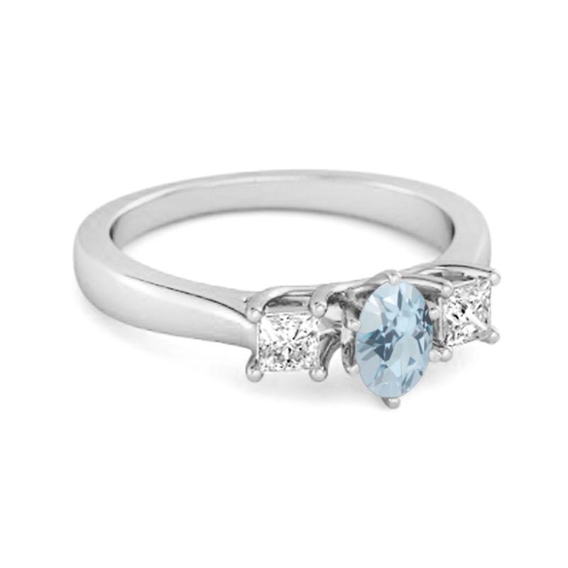 Blauer Topas Eleganter Drei-Stein-Ring - 925er Sterlingsilber