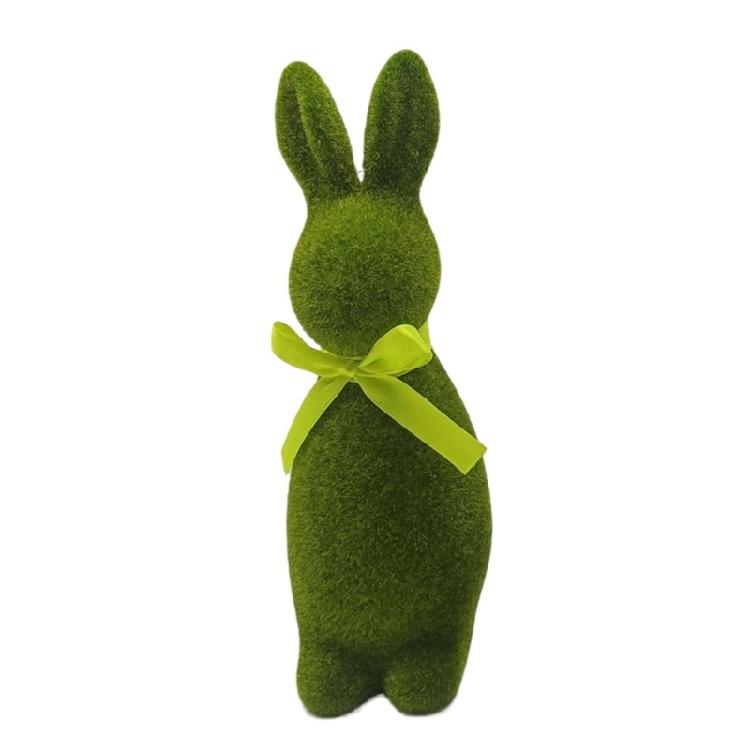 

Safe Plastic Flocking Green Rabbit Figurine for Indoor &Outdoor Decoration User Friendly for Family Kids Pet Safe