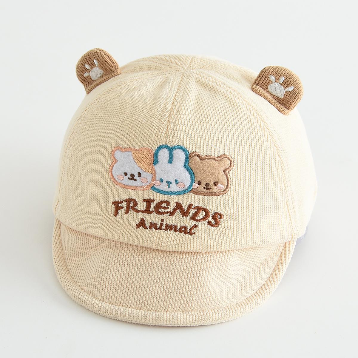 

Kids Windproof Duckbill Cap with 3D Ears - Warm, Cute Cartoon Design, Soft Brim Baseball Hat for Outdoor Cold Protection One Size (Head circumference 48-50cm) бежевий