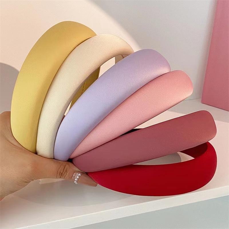 3CM Fashion Women's Headbands Sweet Solid Color Sponge Padded Hairbands Lady Girls Daily Press Hair Hoop Accessories