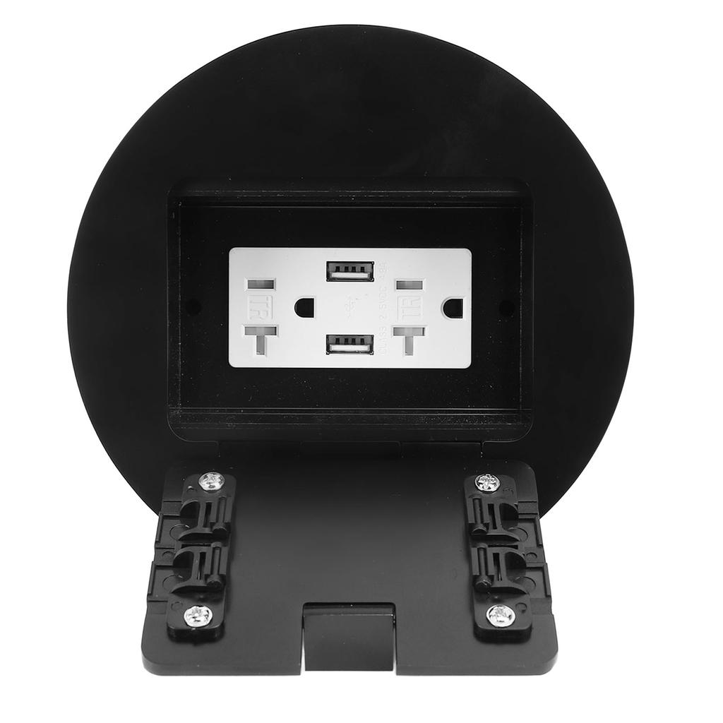 Einbau-Bodensteckdose Wasserdicht Edelstahl Flacher Steckdosensatz 20A 2 3 Löcher 2 USB Rund