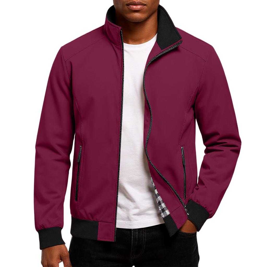 Men's Relaxed-Fit Casual Workwear Baseball Jacket Long-Sleeve Outerwear