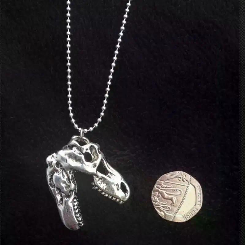 1 Piece Tyrannosaurus Rex Cyberpunk Goth Animal Teeth Skeleton Cranium Gothic Jewelry Dinosaur Skull Pendant Long Necklace