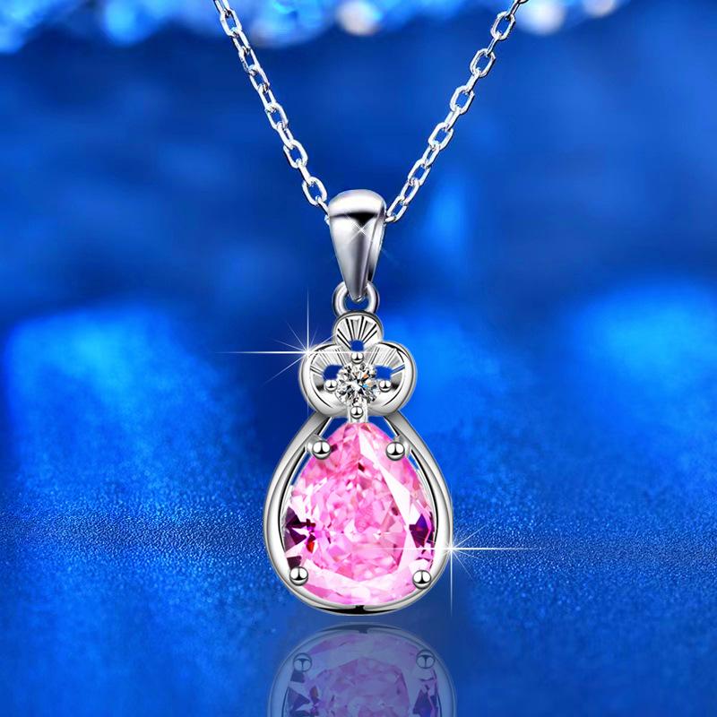 

Ожерелье с подвеской из муассанита, женское полное бриллиантовое ожерелье с каплями воды, грушевидная цепочка на ключицы, розовое золото, сердечки и стрелки, ювелирные изделия с цирконом