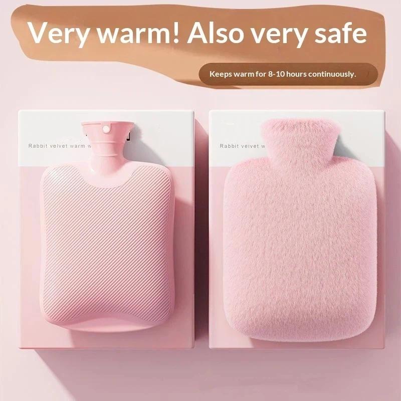 1 Stück tragbare Heißwasserflasche mit weichem Plüschbezug, wiederverwendbar, auslaufsicher, herausnehmbare Wasserflasche, Hand- und Fußwärmer-Tasche