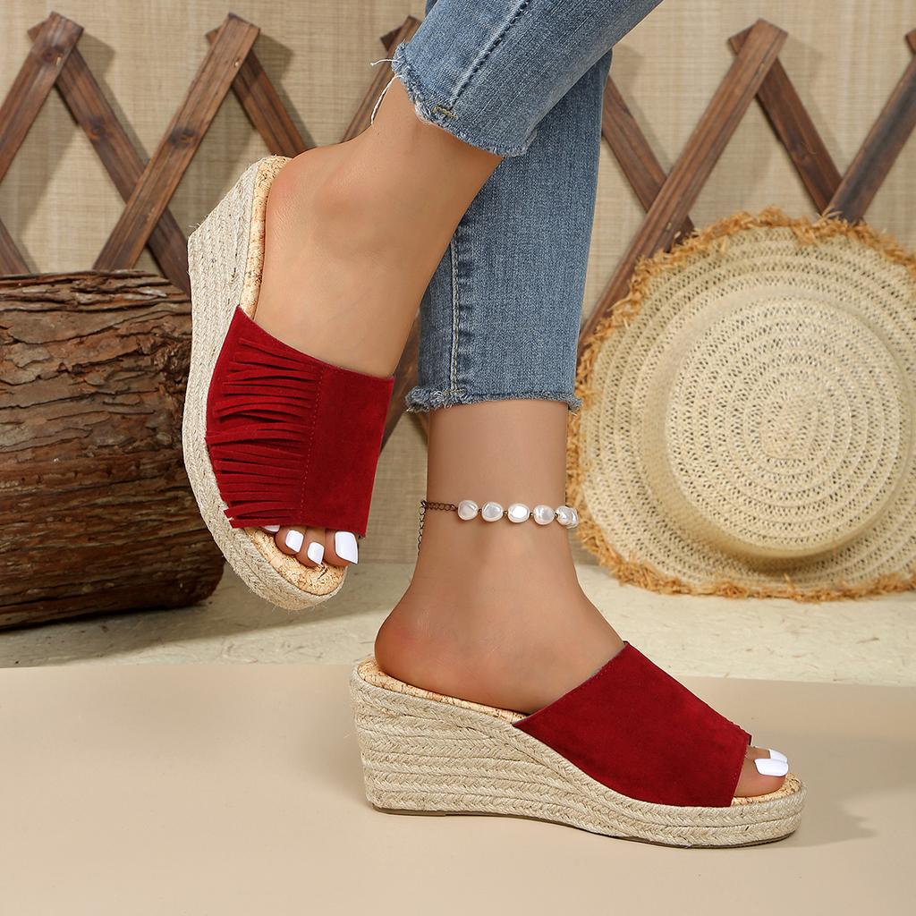 Fashion Summer Wedges Slippers Platform High Heels Slippers Ladies Outside Basic Clog Wedge Shoes Women Platform Sandals Slides Women