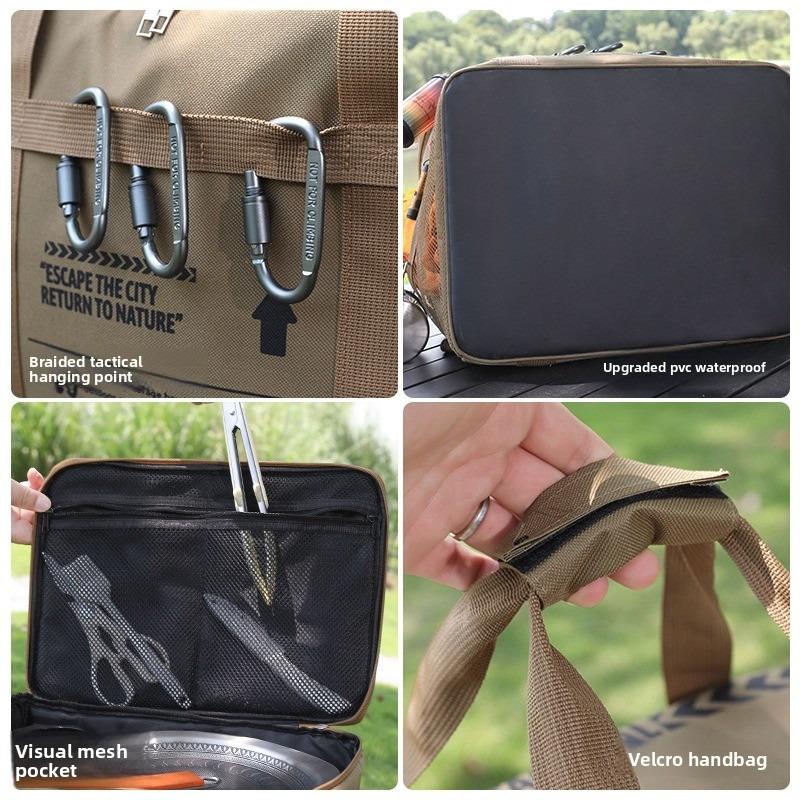 30L Large Capacity Outdoor Folding Storage Box for Camping Picnic Gear and Tactical Organizer with Kitchenware Compartments