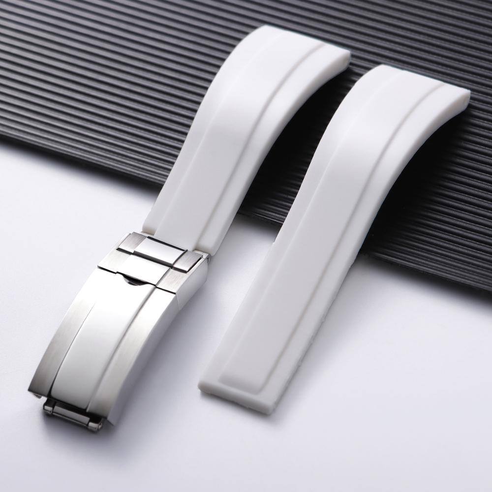 20mm Silicone Watch Band Rubber Watch Strap for Rolex Water Ghost Series Wrist Band Waterproof Fold Buckle Men Sport Bracelet
