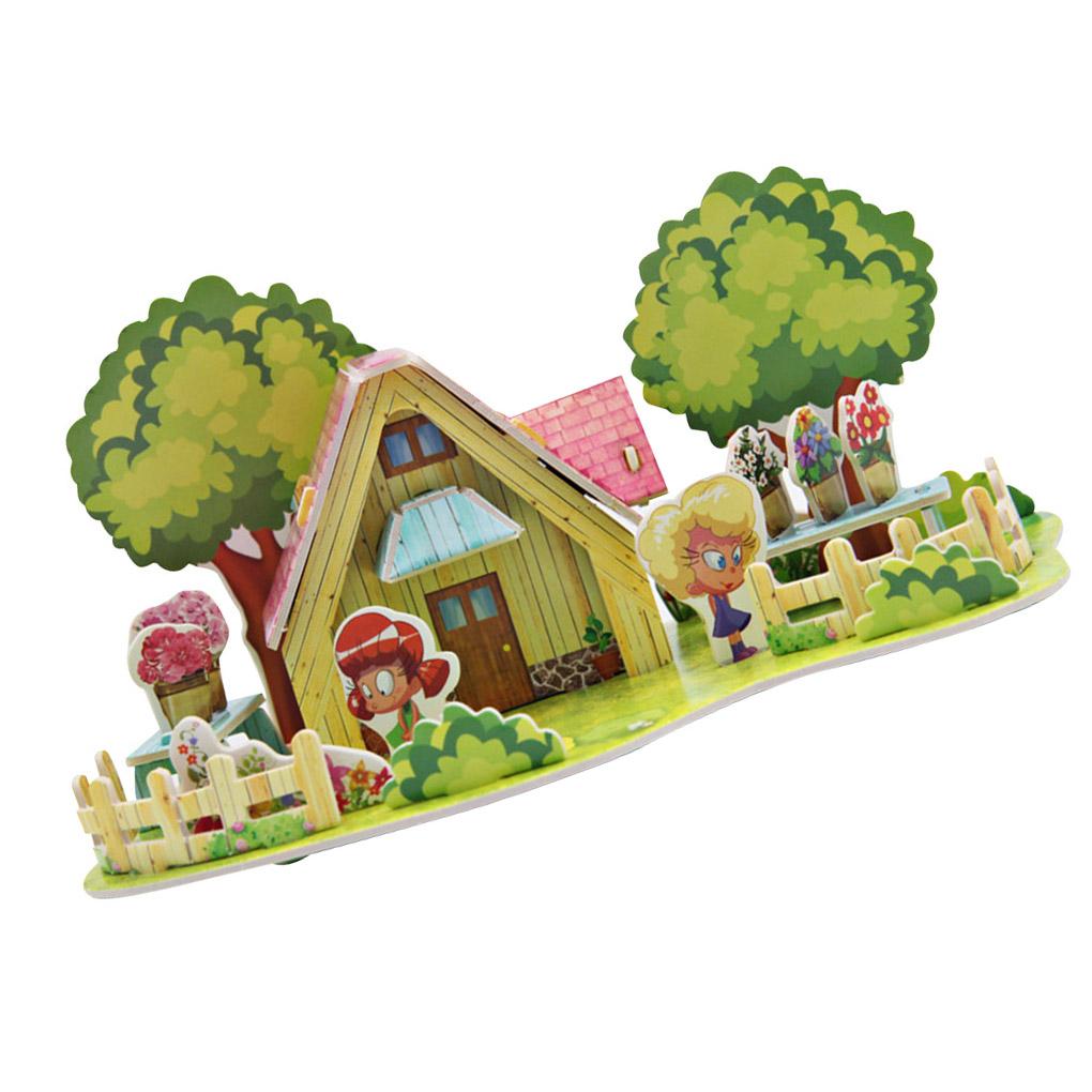 3D Paper Assembly House Model Children DIY Paper Building Architecture Model Kids Early Educational Toy Type 2