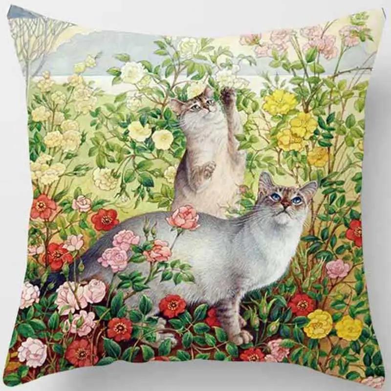 

Уникальный рисунок кошки наволочка для дивана украшение для дома автомобиль офисные принадлежности подушка для улицы 40x40cm