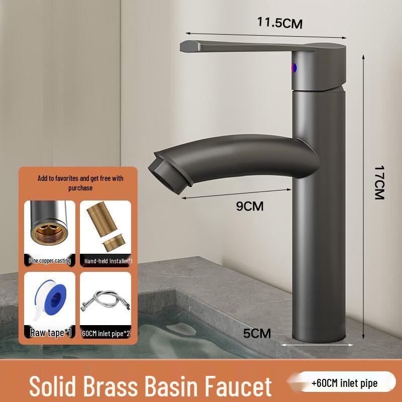 

Gunmetal Grey Pull-Out Washbasin Faucet